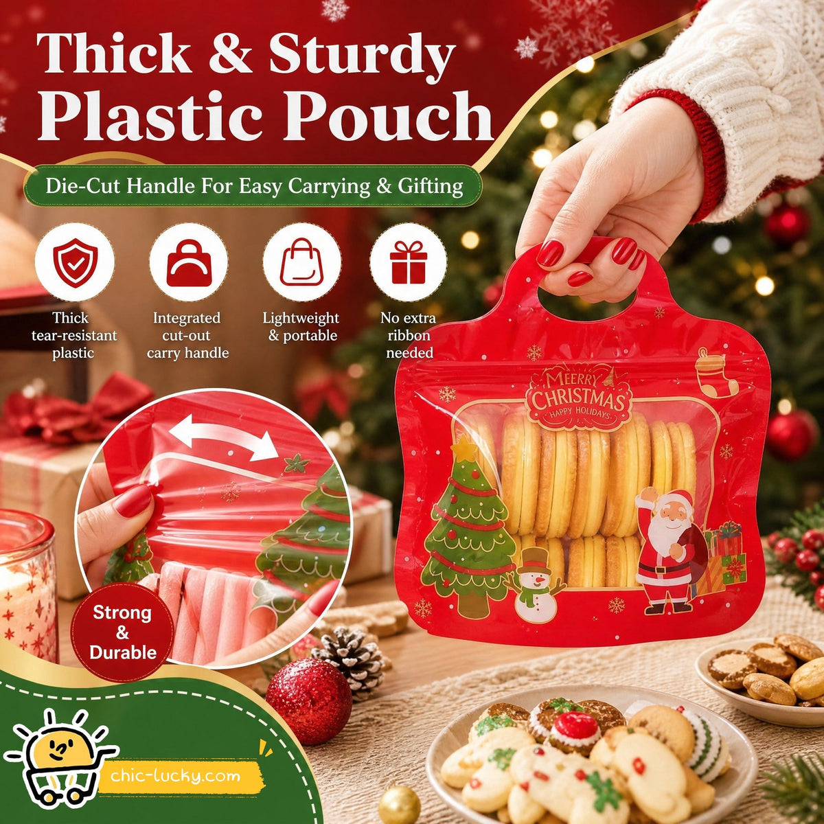 🎄 Festive Self-Seal Treat Bags – Santa & Snowman Print | Resealable, Food-Safe & Perfect for Cookies, Chocolates & Little Gifts⛄