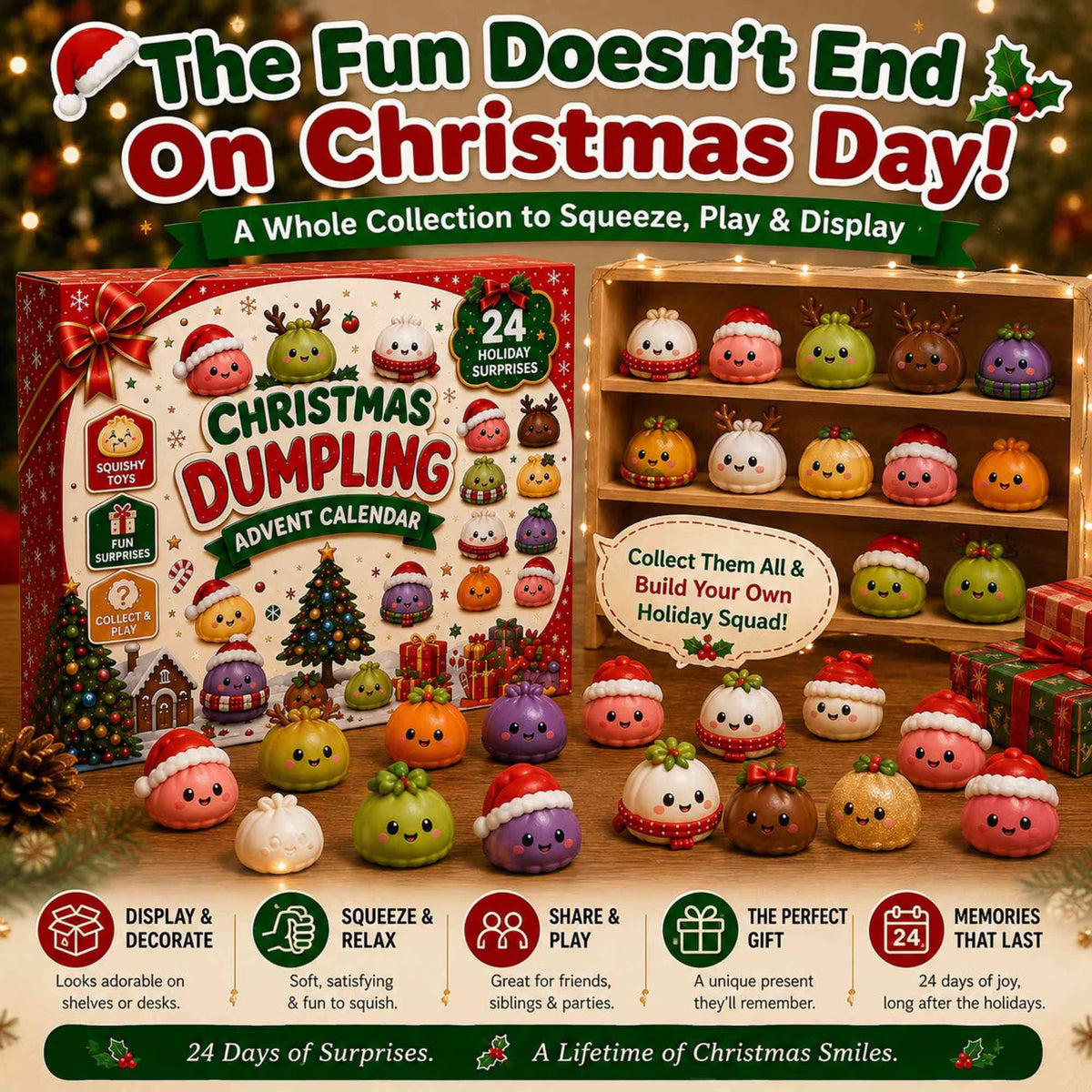 2026 Christmas Advent Calendar, 24 Days Mini Squishy Toys, Kawaii Dumpling Surprise Countdown Design, Christmas Gift for Girls/Boys