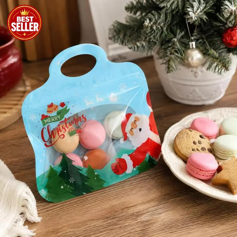 🎄 Festive Self-Seal Treat Bags – Santa & Snowman Print | Resealable, Food-Safe & Perfect for Cookies, Chocolates & Little Gifts⛄